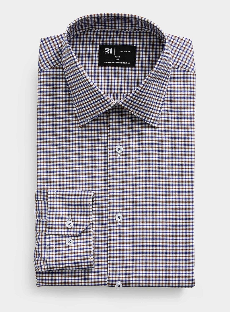 Blue and brown gingham shirt Comfort fit product image (primary)