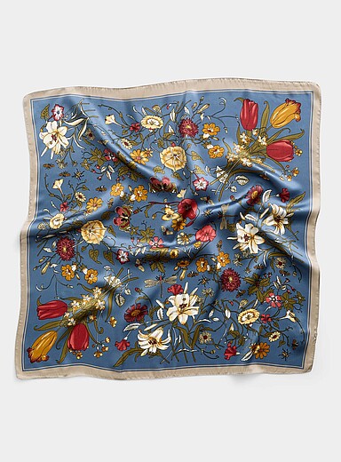 Drawn-flower tie scarf