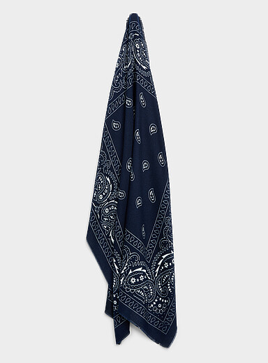 Paisley lightweight navy scarf
