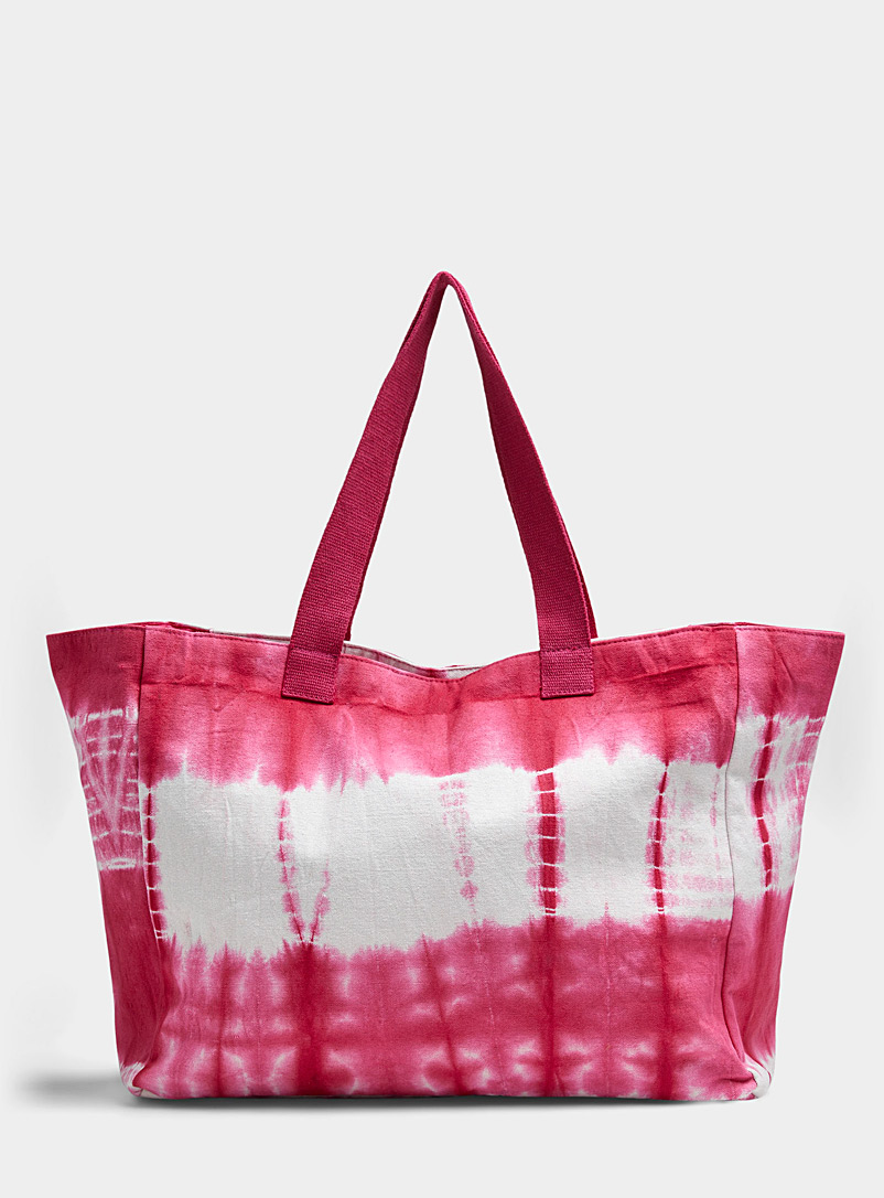 Simons Patterned Red Tie-dye canvas tote for women