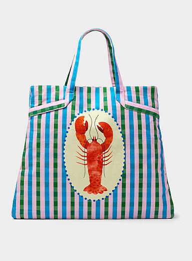 Colourful striped tote