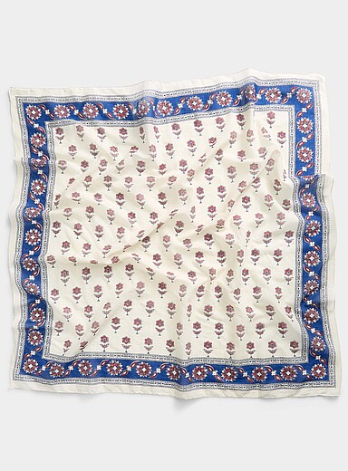 Framed mini-flower 100% cotton large scarf