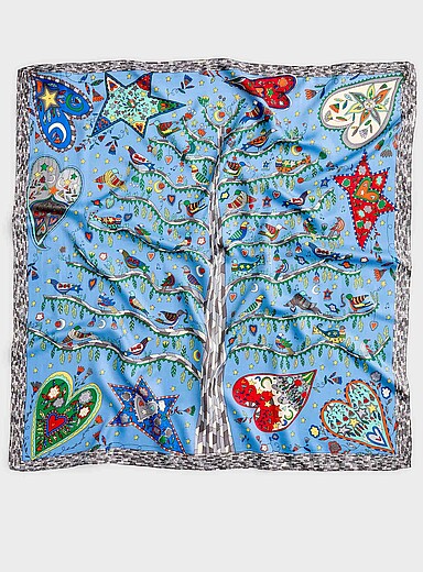 Le grand foulard satin&eacute; faune &eacute;clat&eacute;e