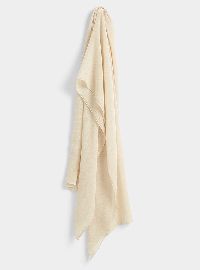 Simons Ivory White Light knit scarf for women