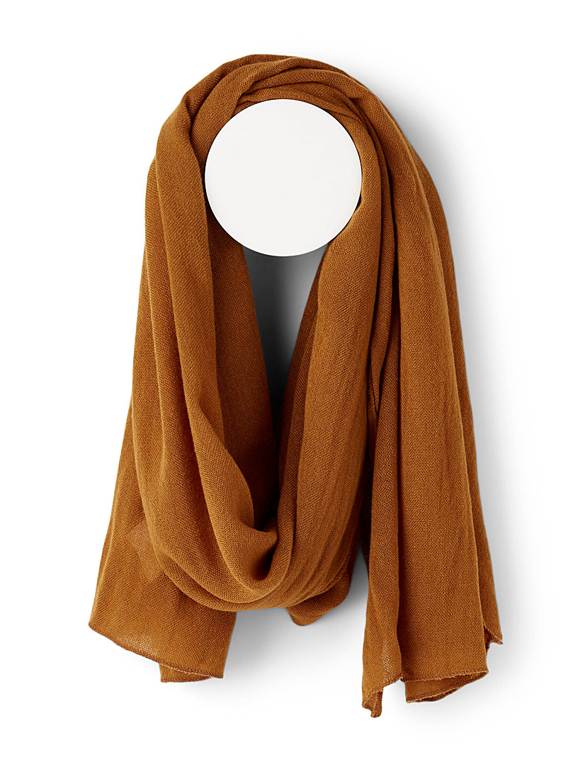 Simons Medium Brown Light knit scarf for women