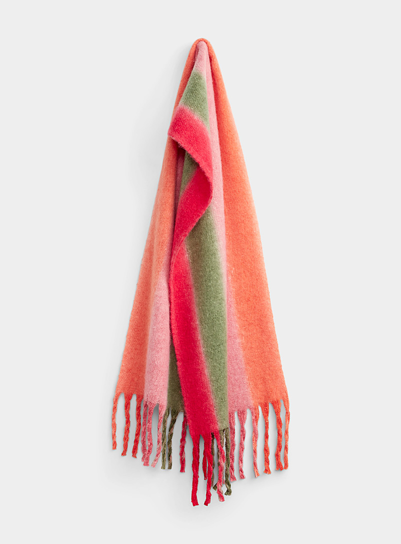 Simons Patterned Red Blended stripes ultra-soft scarf for women