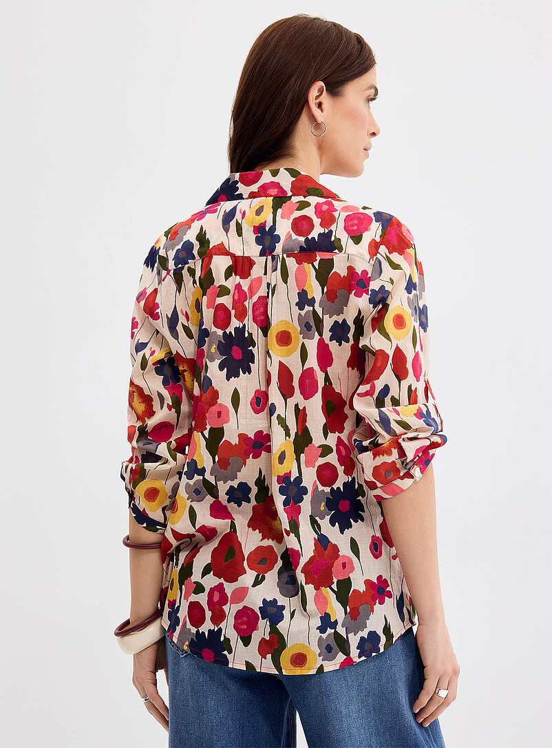 Palme: La chemise ample voile fleurs multicolores &Eacute;cru &agrave; motifs pour femme