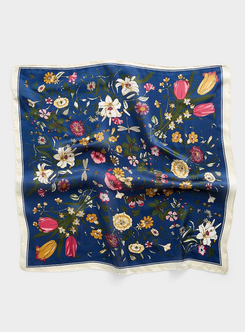 Drawn-Flower Tie Scarf