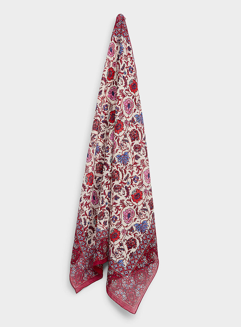 Burgundy Floral Tie Scarf