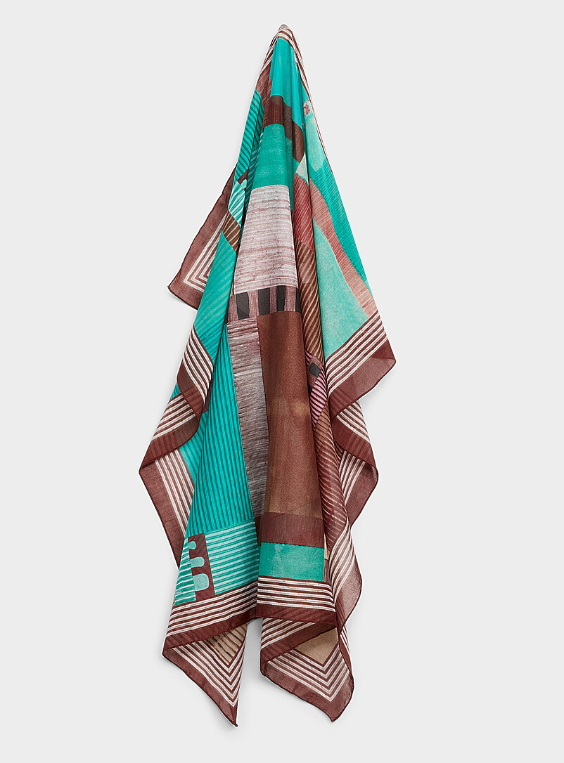Turquoise Patchwork Lightweight Scarf