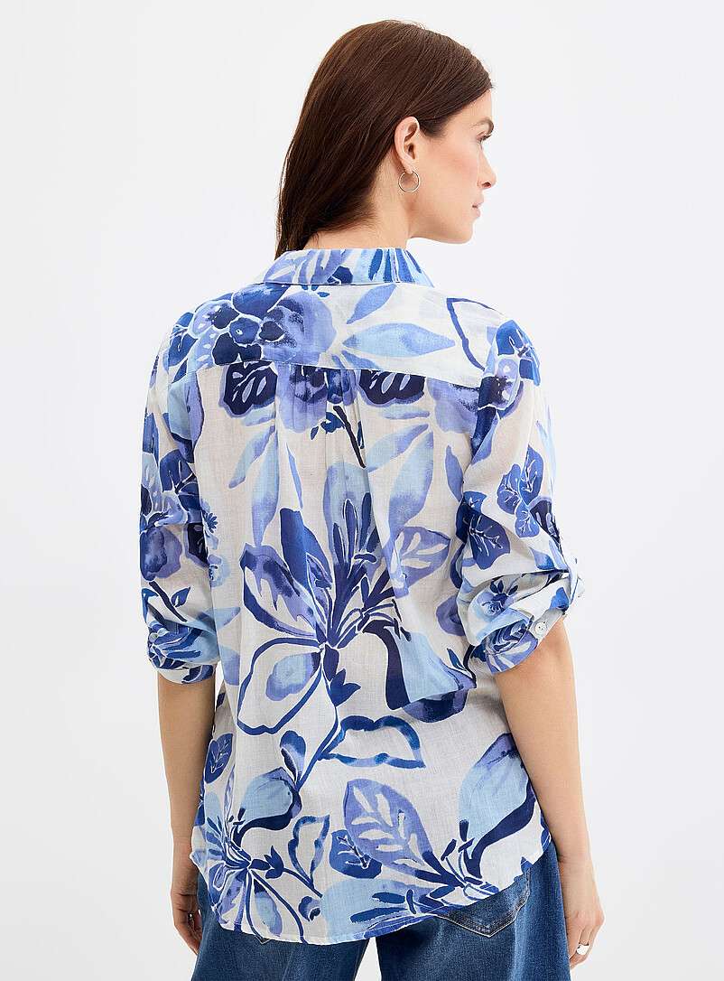 Blue flower loose voile shirt product image 3