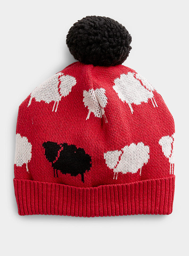 Parkhurst Patterned Red Sheep jacquard tuque for women