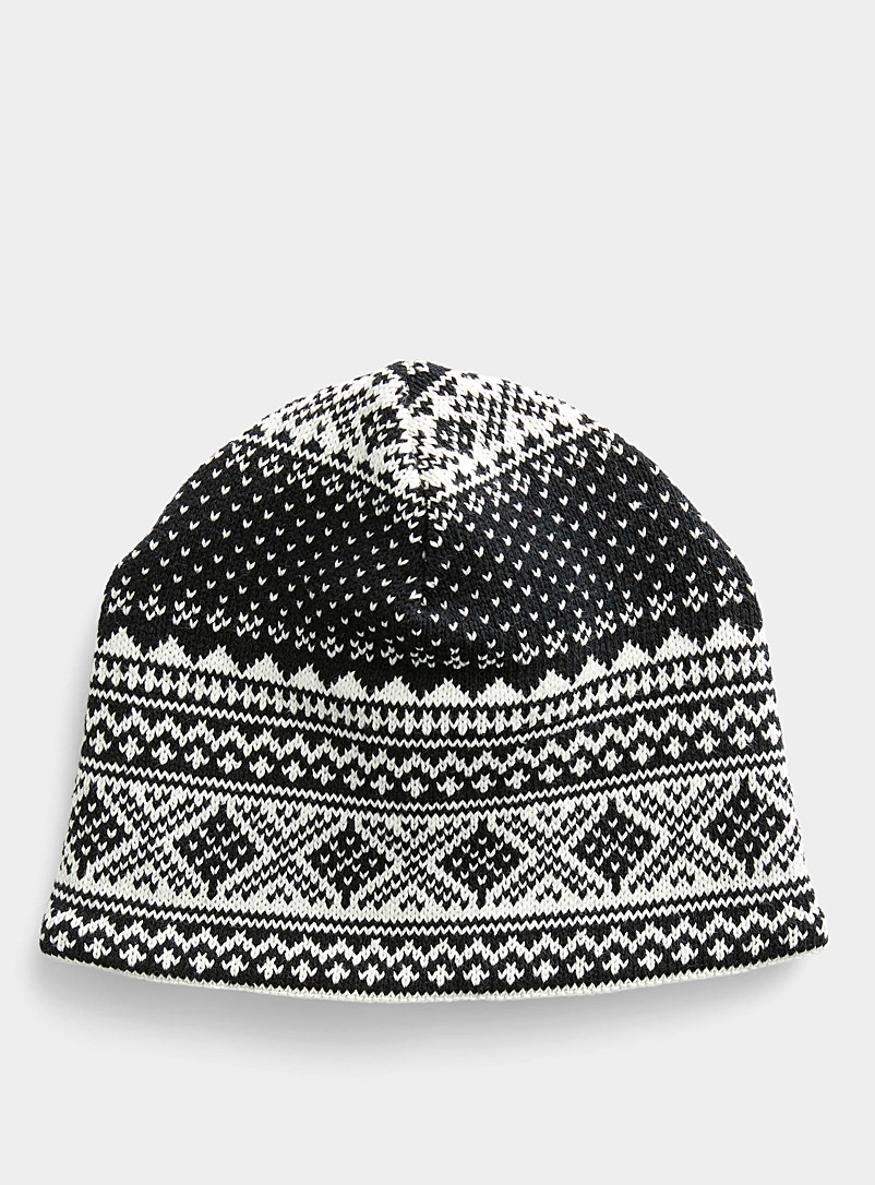 Parkhurst Patterned Black Fair Isle recycled cotton tuque for women