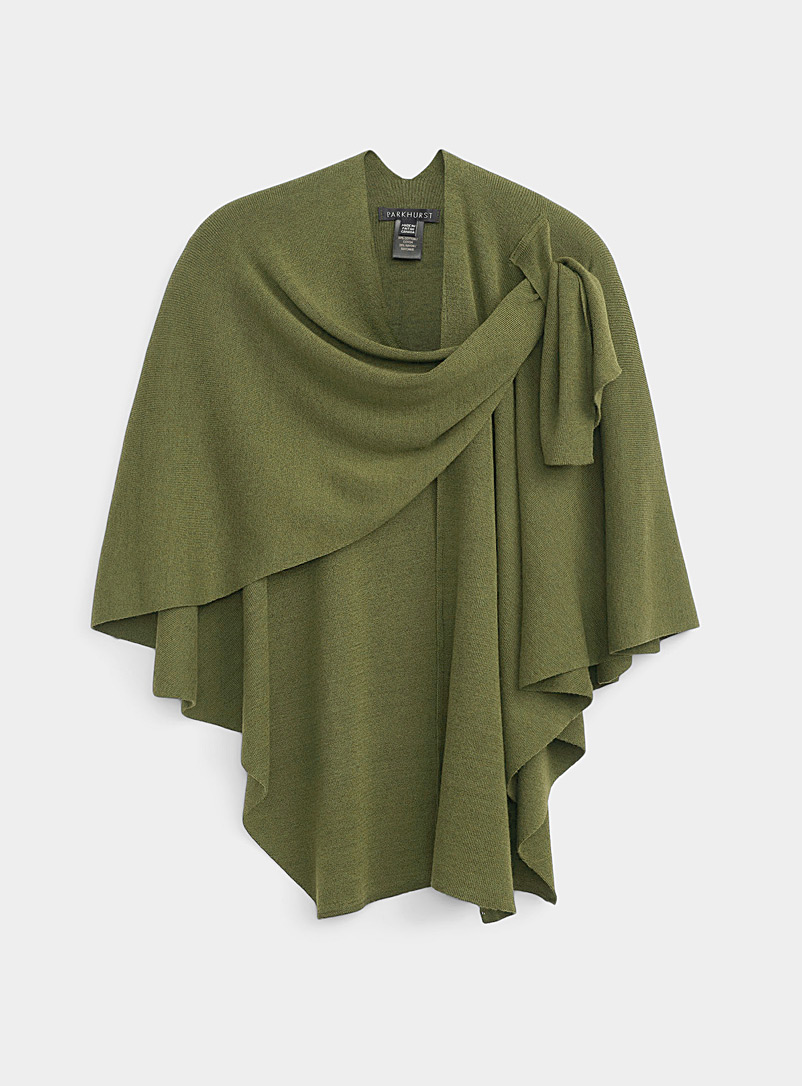 Parkhurst: Le châle drapé fin tricot Vert bouteille pour femme