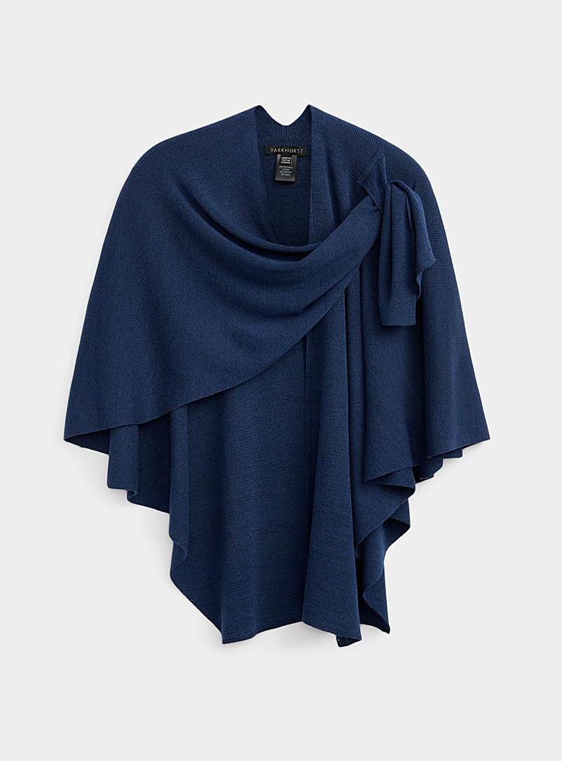 Parkhurst Blue Finely knit draped shawl for women