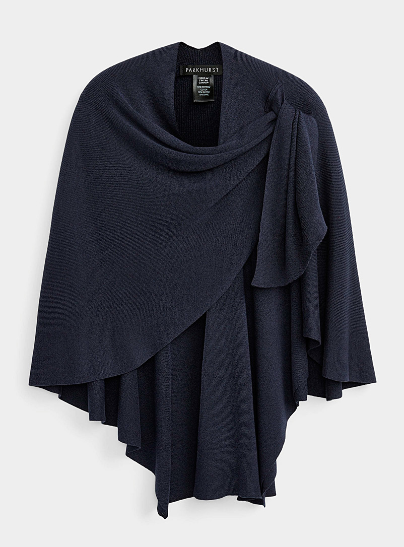 Parkhurst Dark Blue Finely knit draped shawl for women