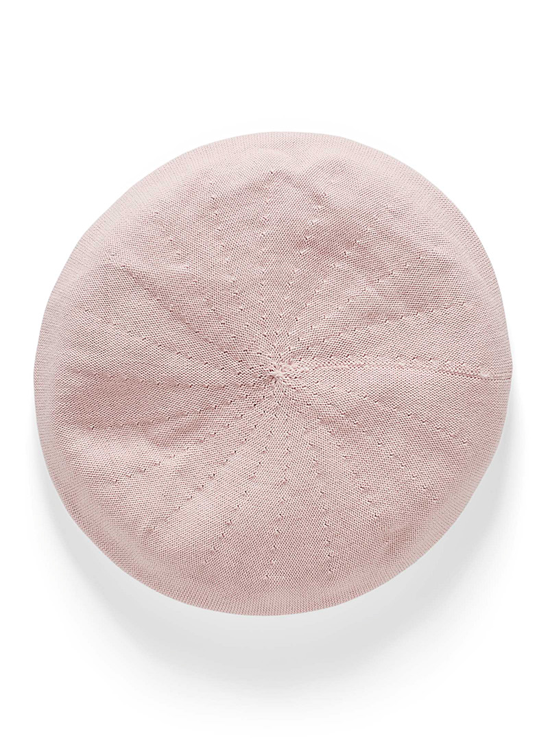 Parkhurst Pink Openwork cotton knit beret for women