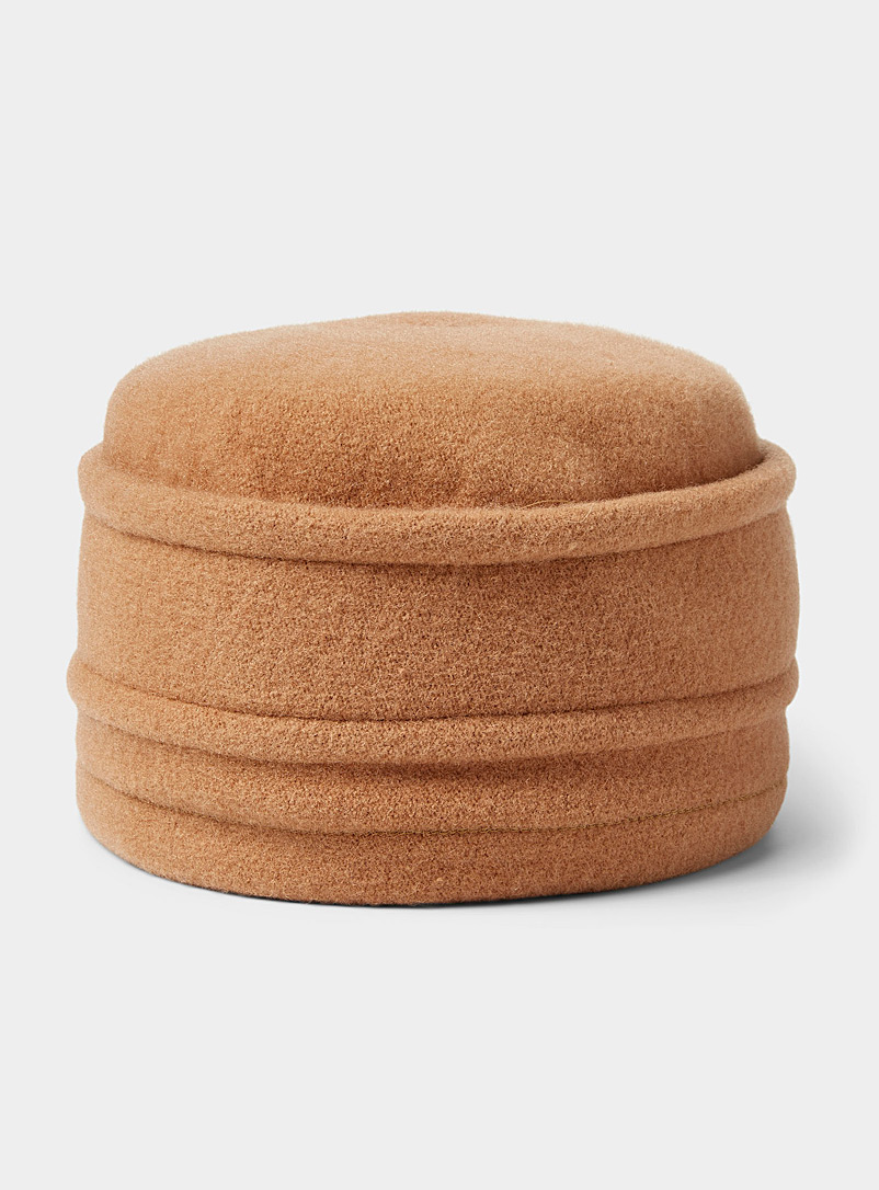 Parkhurst: Le chapeau tambourin pure laine Tan beige fauve pour femme