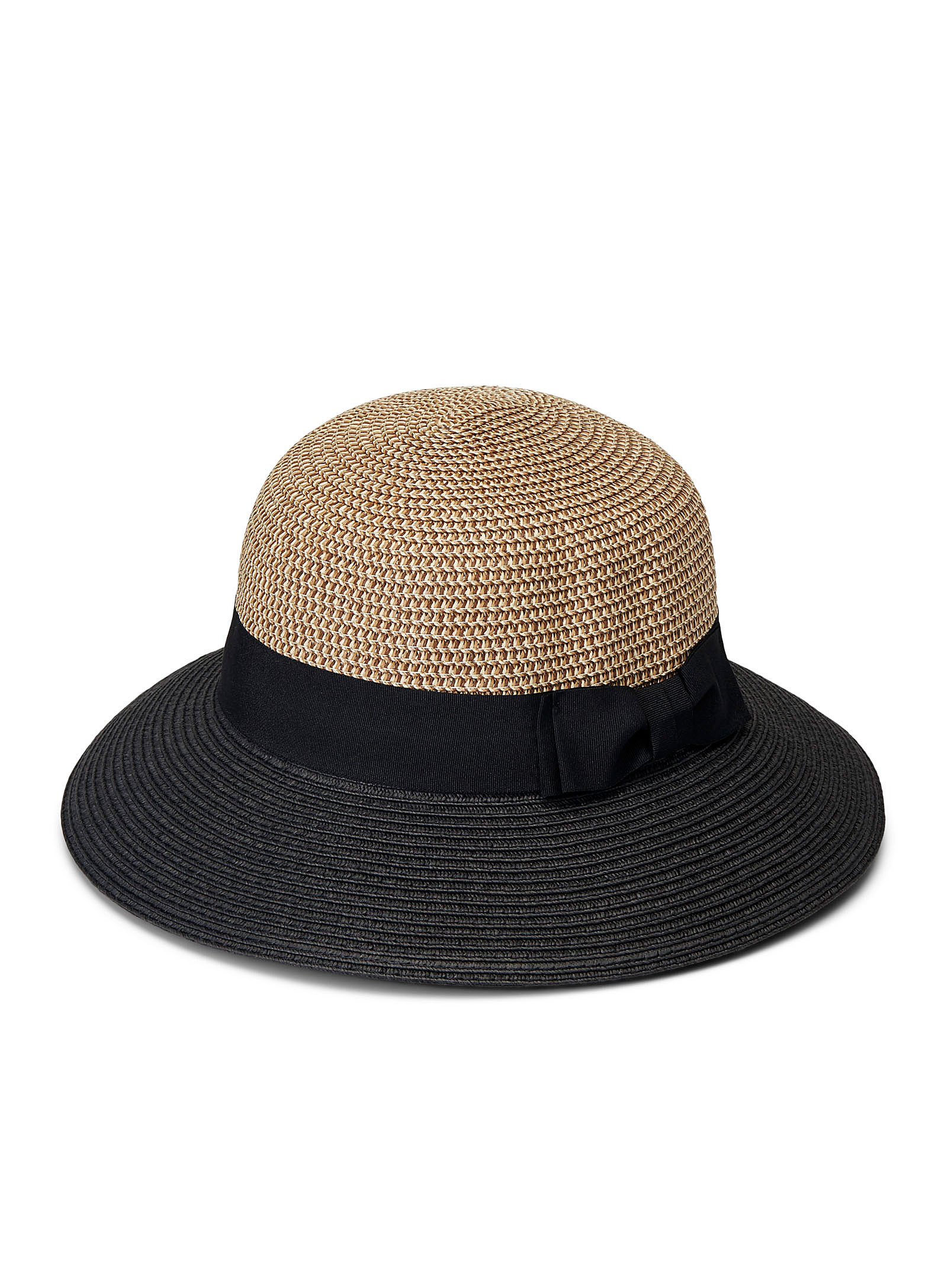 Parkhurst Two-tone Cloche Hat In Patterned Black