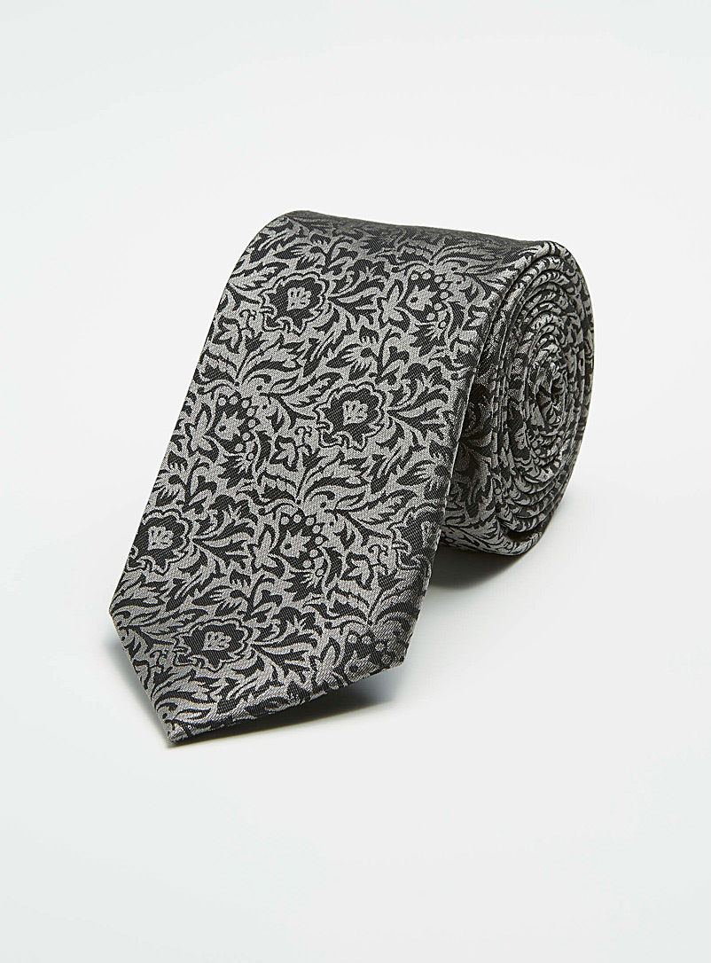 Le 31 Charcoal Floral traced tie for men