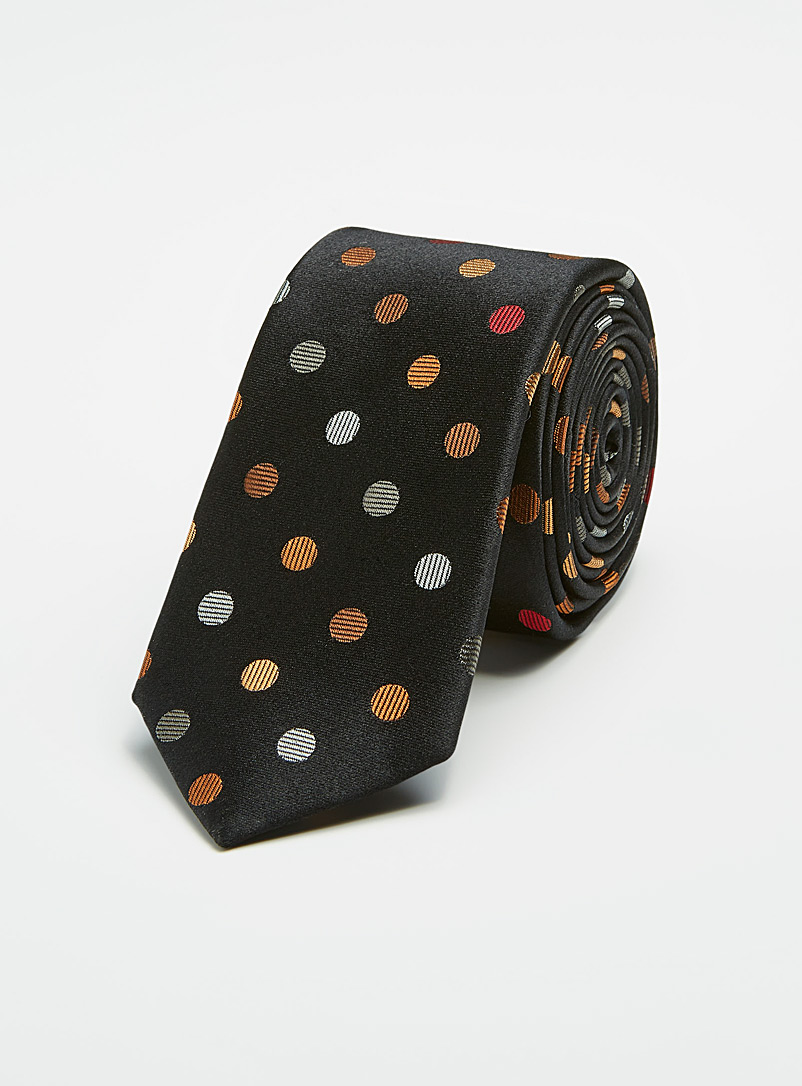Le 31 Dark Brown Colourful dotted tie for men