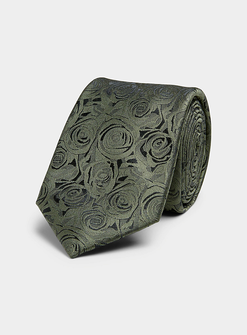Le 31 Mossy Green Tone-on-tone rose tie for men
