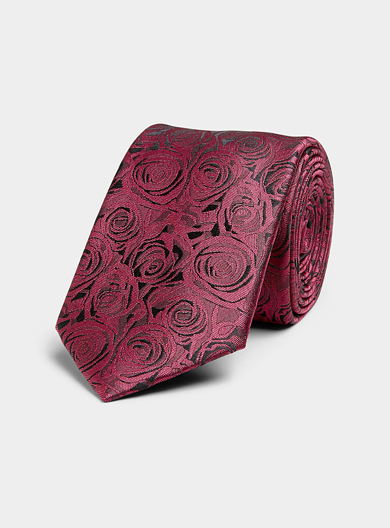Le 31: La cravate roses ton sur ton Rouge foncé-vin-rubis pour homme