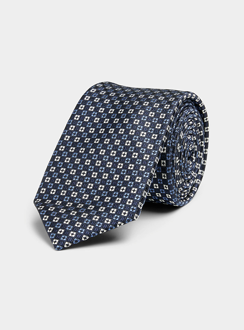 Le 31: La cravate mosaïque jacquard Bleu foncé pour homme