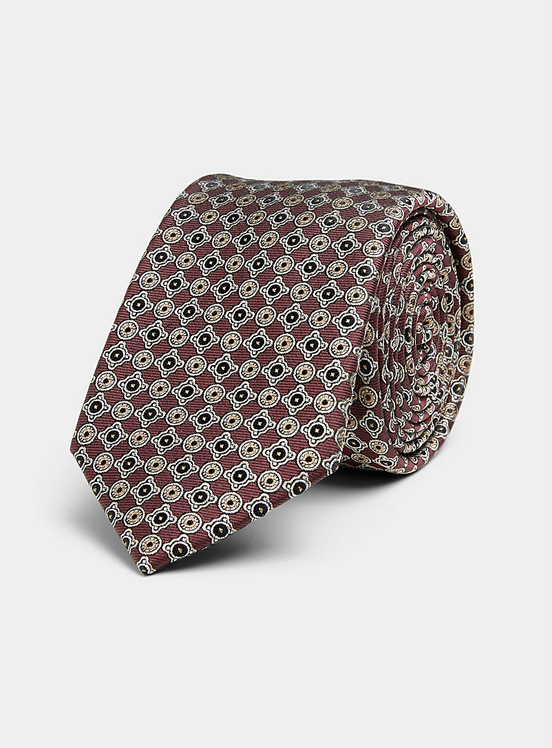 Le 31 Ruby Red Medallion mosaic tie for men