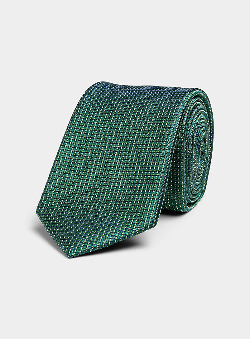 Le 31: La cravate colorée jacquard pointillé Vert foncé-mousse-olive pour homme