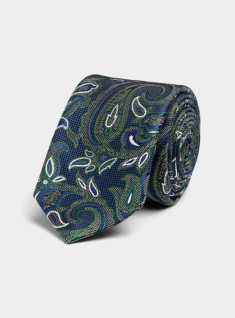Le 31: La cravate paisley pointillé Marine pour homme
