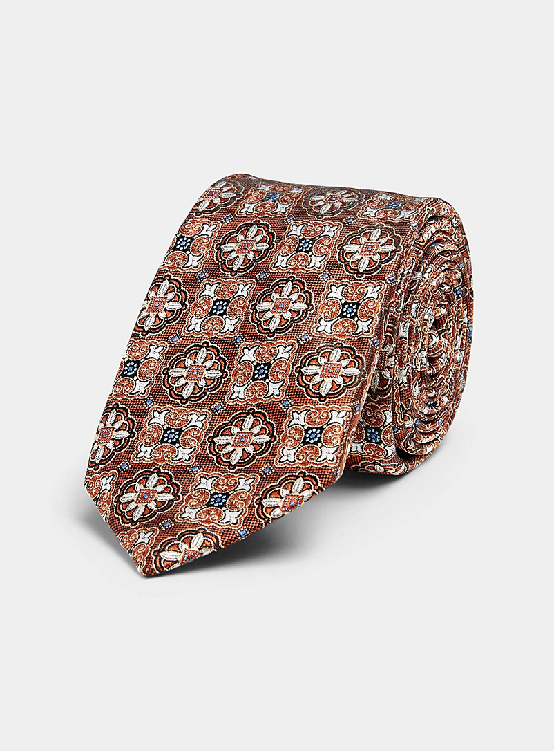 Le 31: La cravate mosaïque méditéranéene Bronze ambre pour homme
