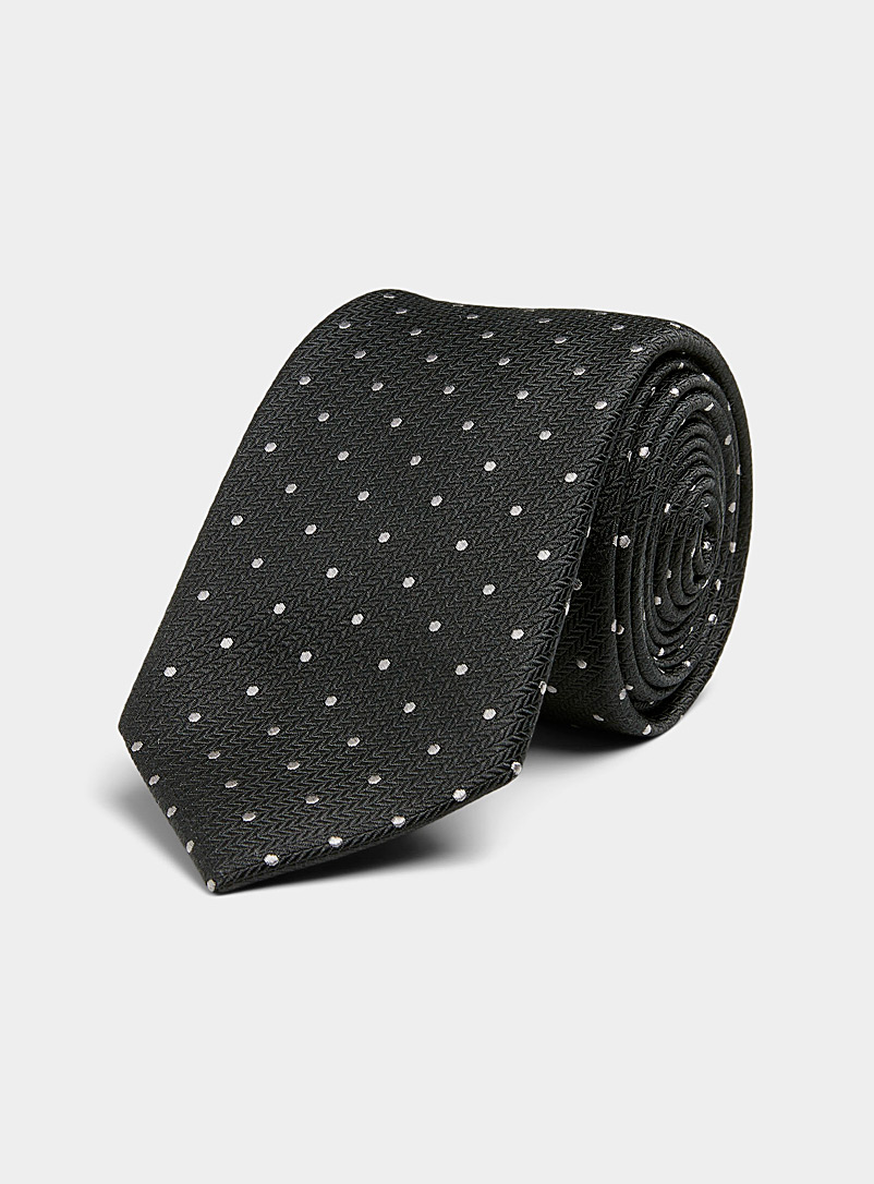Le 31 Black Dot and chevron tie for men