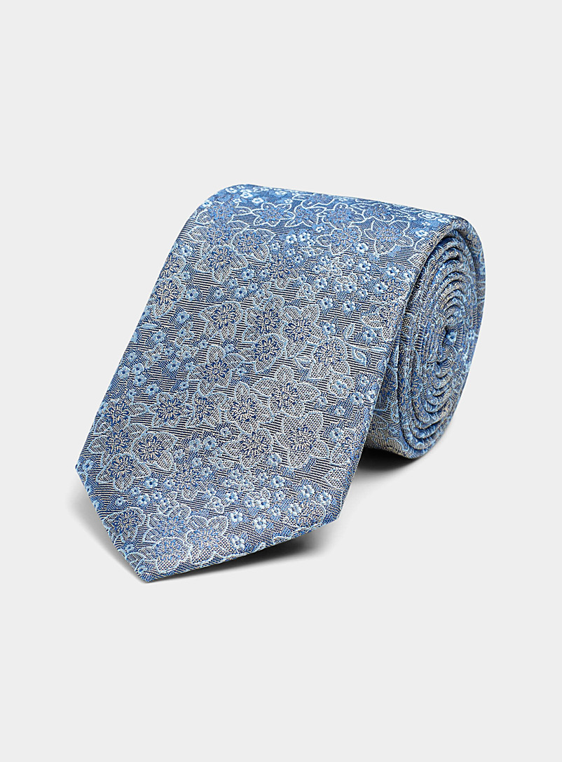Le 31 Blue Jacquard floral micro-stripe tie for men
