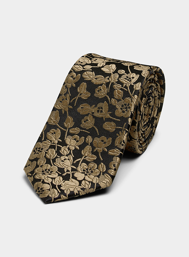 Le 31 Bronze Monochrome flower satiny tie for men