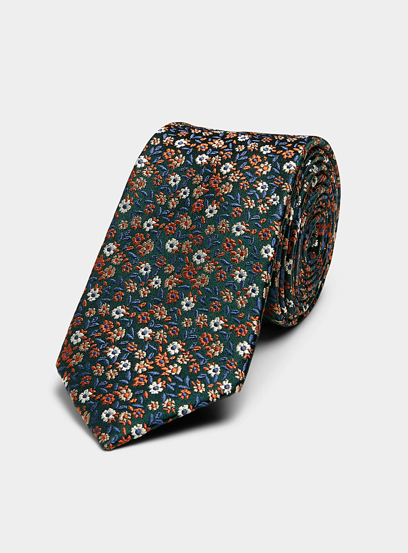 Le 31 Patterned blue Wildflower jacquard tie for men
