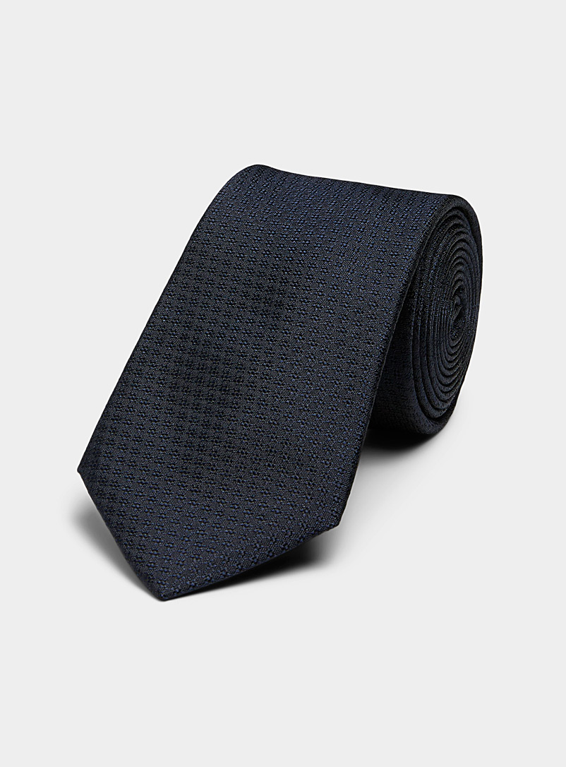 Le 31 Indigo/Dark Blue Jacquard pattern satiny tie for men