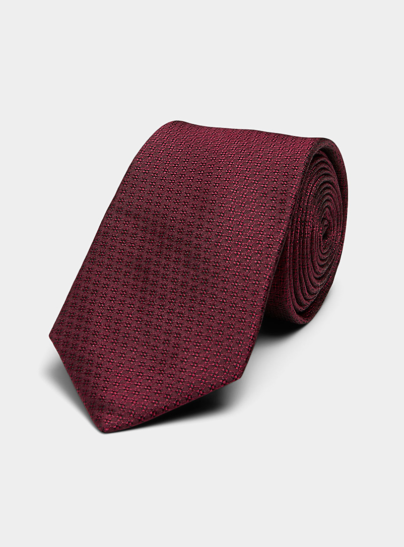 Le 31: La cravate satinée motif jacquard Rouge foncé-vin-rubis pour homme
