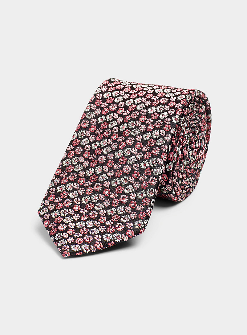 Le 31 Pink Wildflower blossom tie for men