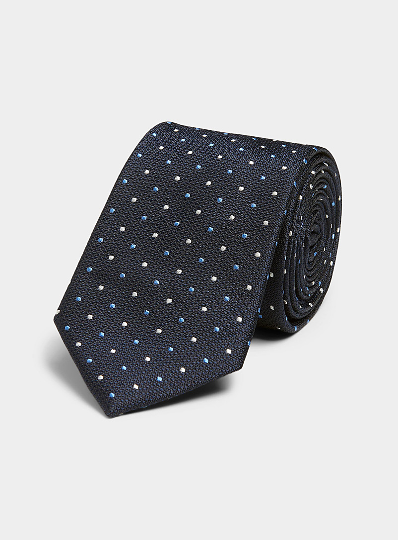 Le 31 Navy/Midnight Blue Dotwork blue tie for men