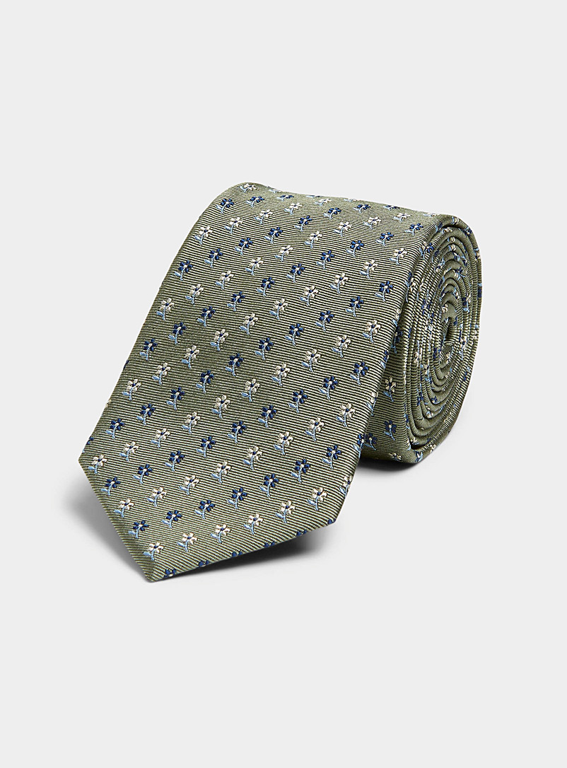Le 31 Green Floral mosaic sage tie for men