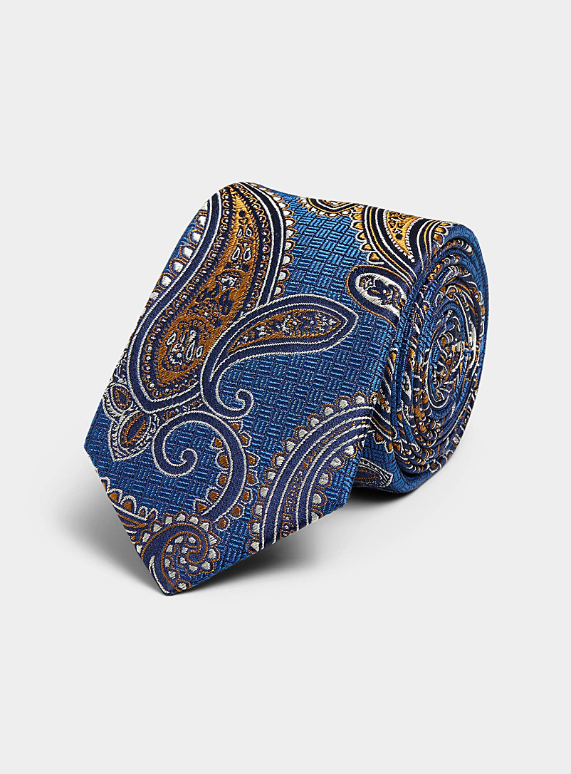Le 31 Patterned blue Contrast colour paisley tie for men