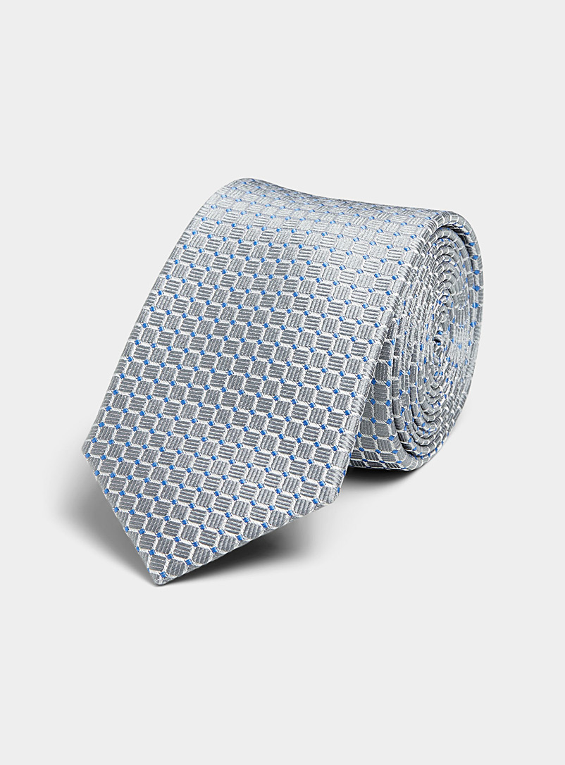 Le 31 Silver Geo jacquard neutral-tone tie for men
