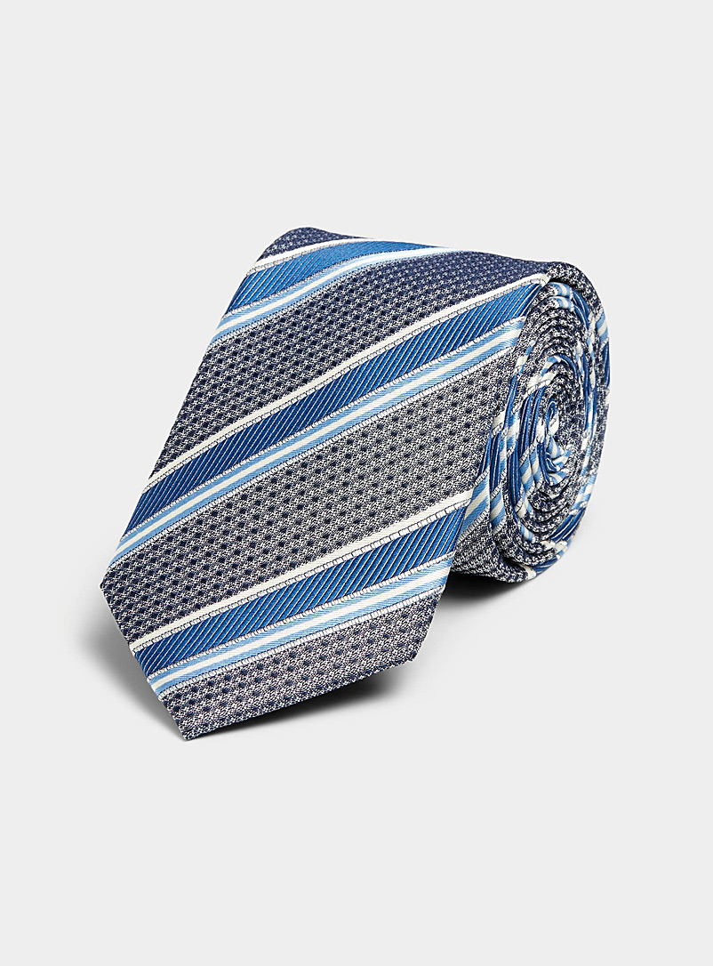 Le 31 Patterned grey Textured jacquard stripe tie for men