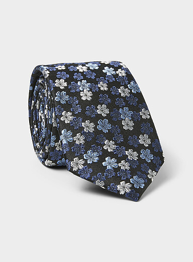 La cravate jacquard fleurs tricolores