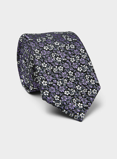 La cravate pure soie fleurs bicolores
