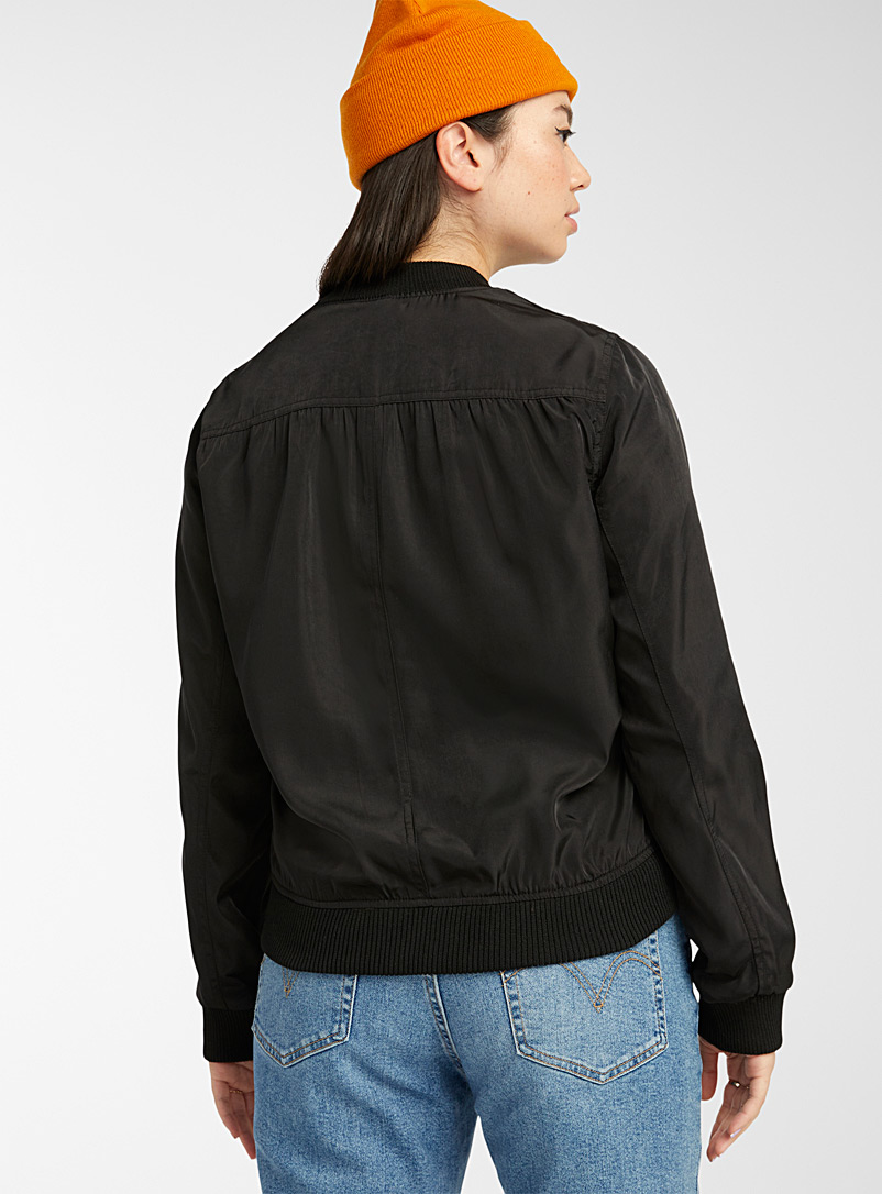 Twik Black Shiny bomber jacket for women