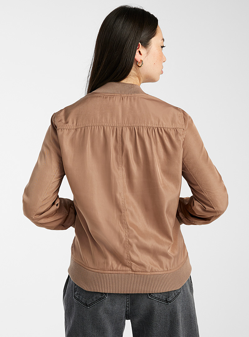 Twik Light Brown Shiny bomber jacket for women