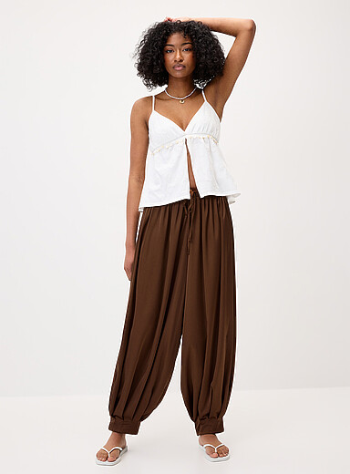 Satiny barrel-leg jogger