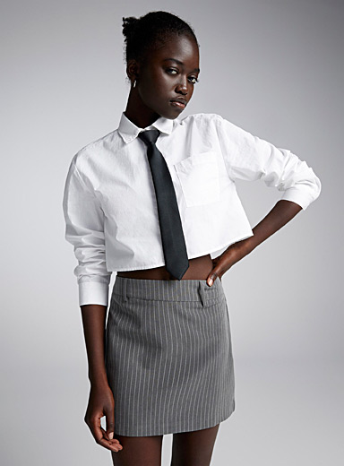 Twik Patterned Grey Stiped dress miniskirt for women